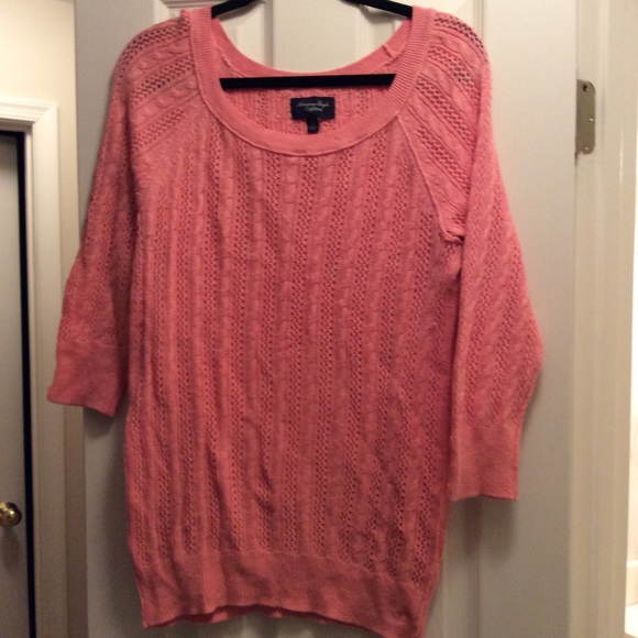 American Eagle Outfitters Sweaters - American eagle pink sweater cable knit size large